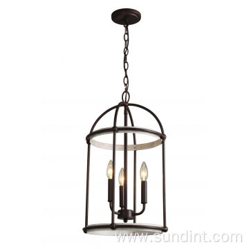 3-Light Steel Lantern Light Chandelier